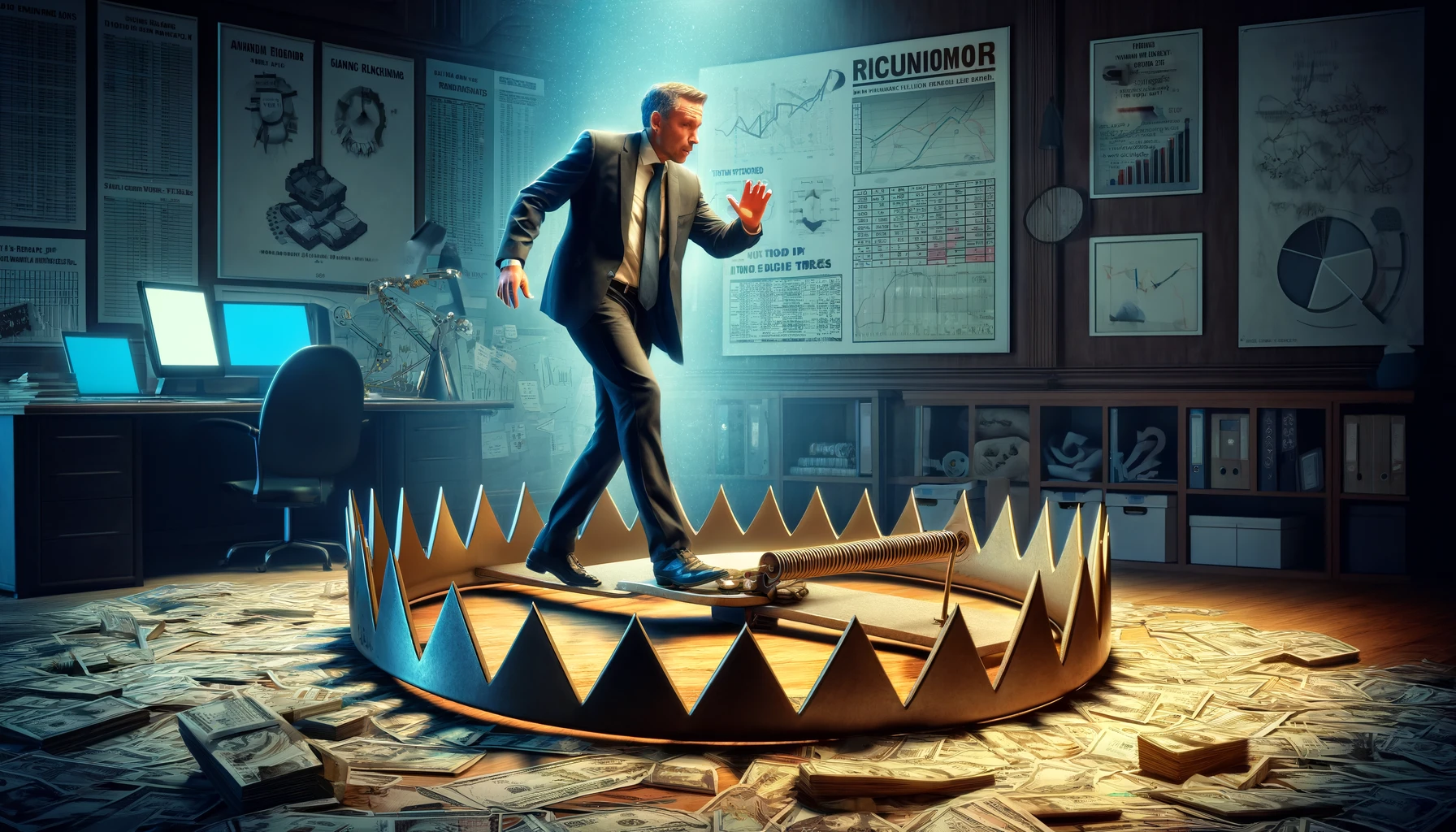 DALL·E 2024-04-25 17.19.44 - A compelling and dramatic illustration depicting the theme 'The Trap of Careless Accounting_ A True Story'. The image should show a metaphorical scene